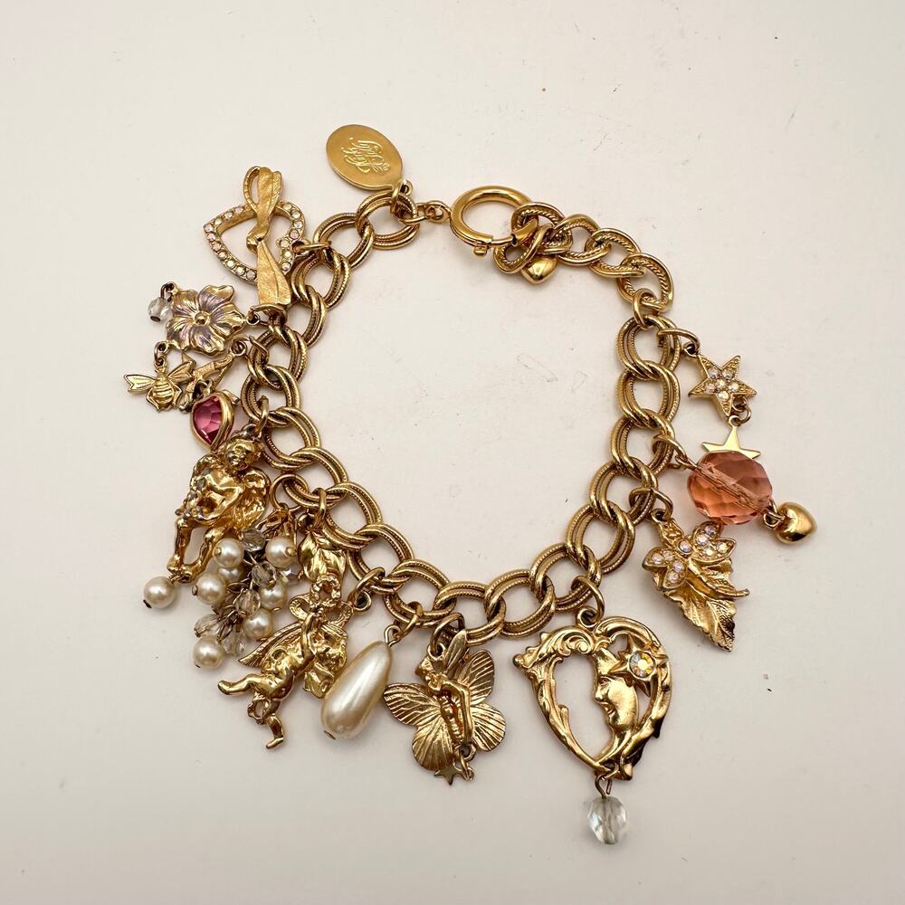 Kirks Folly Gold Tone Vintage Midsummer Night's Dream Charm Bracelet Rare HTF